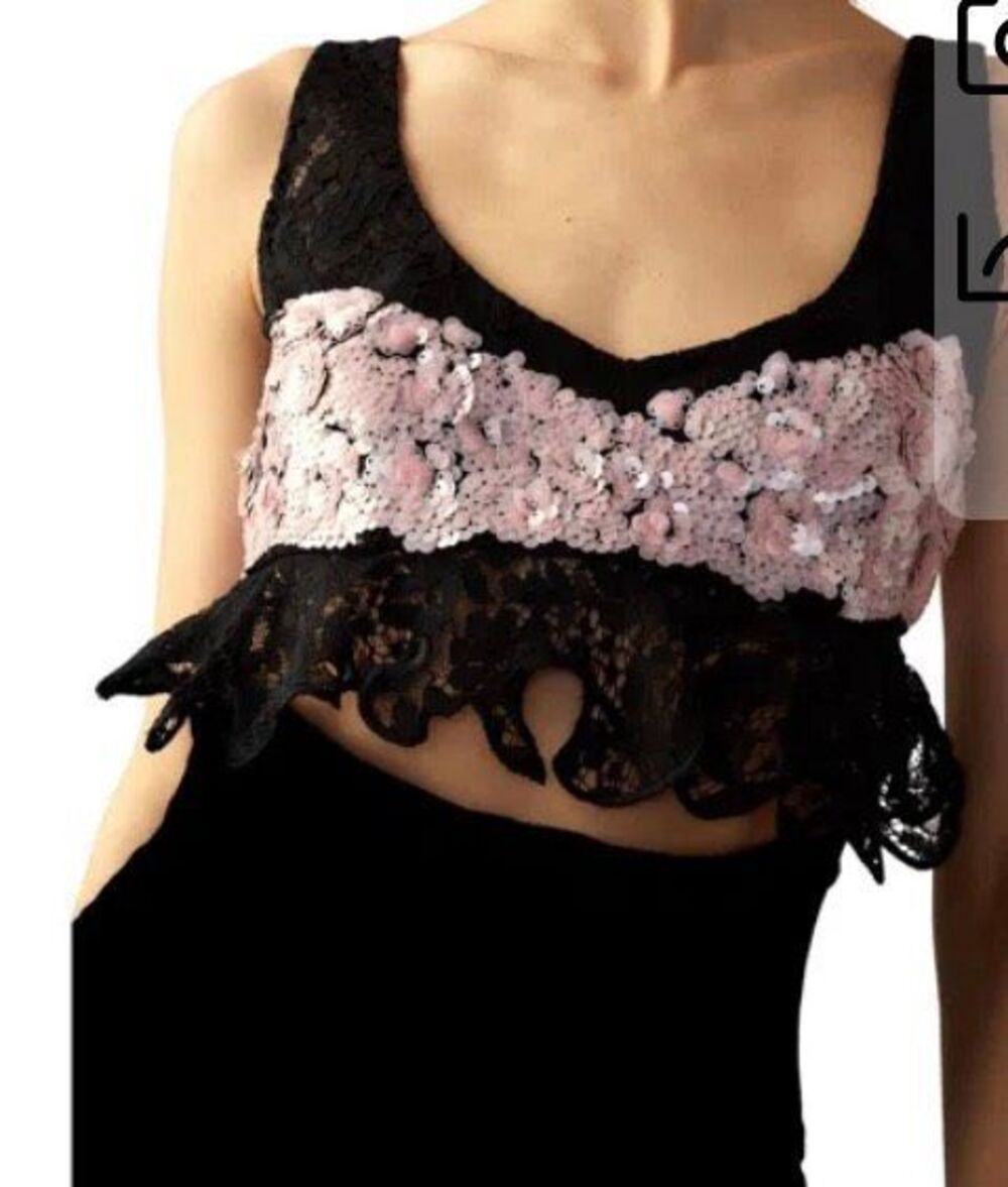 CYNTHIA ROWLEY The Cosmo Sequin Knit Top In Black NWT Size Large